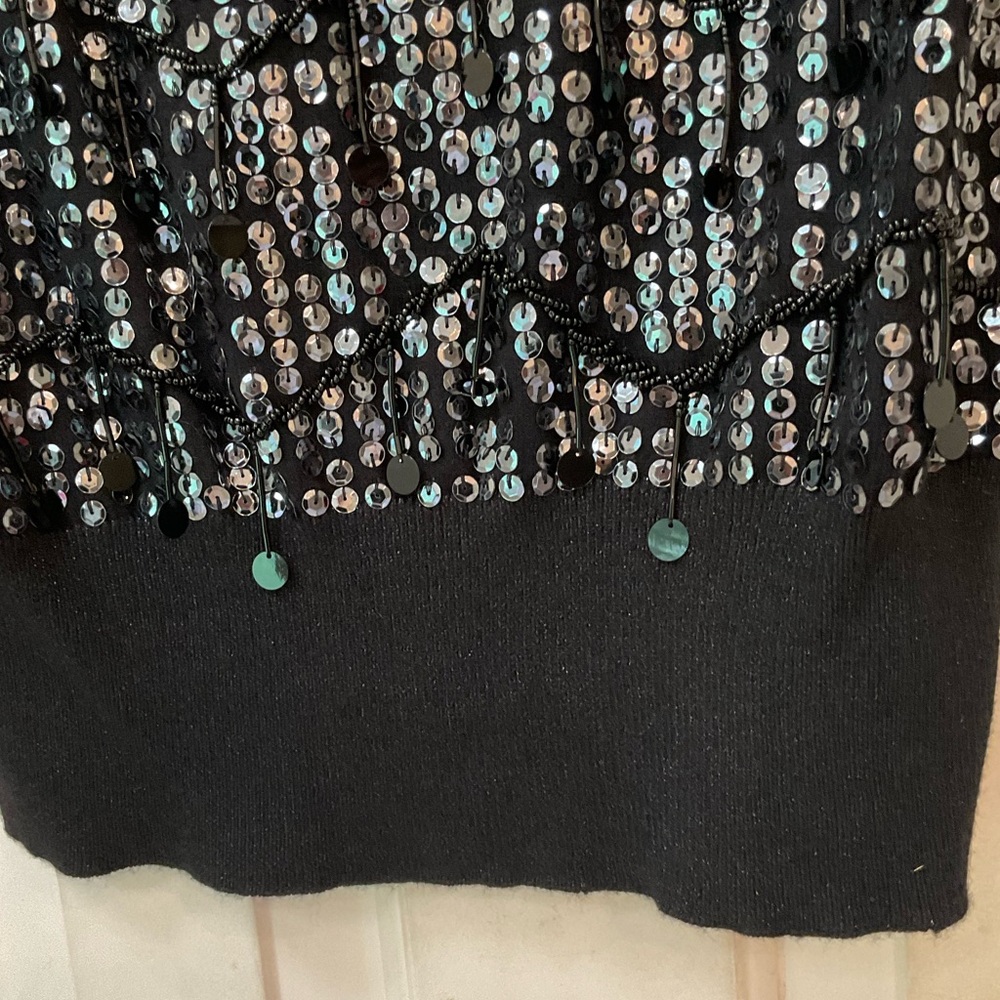 XXI Sequin Sweater Vest, Black, Size L, Great Shape - Picture 5 of 9